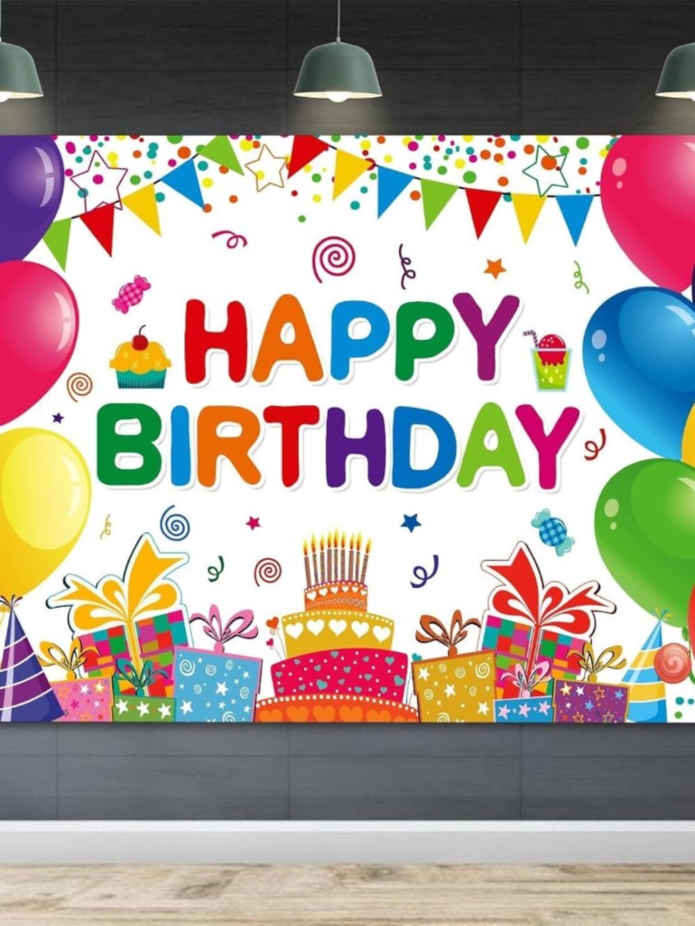 Happy Birthday Backdrop Banner Colorful Birthday Decorations Large Yard Sign for